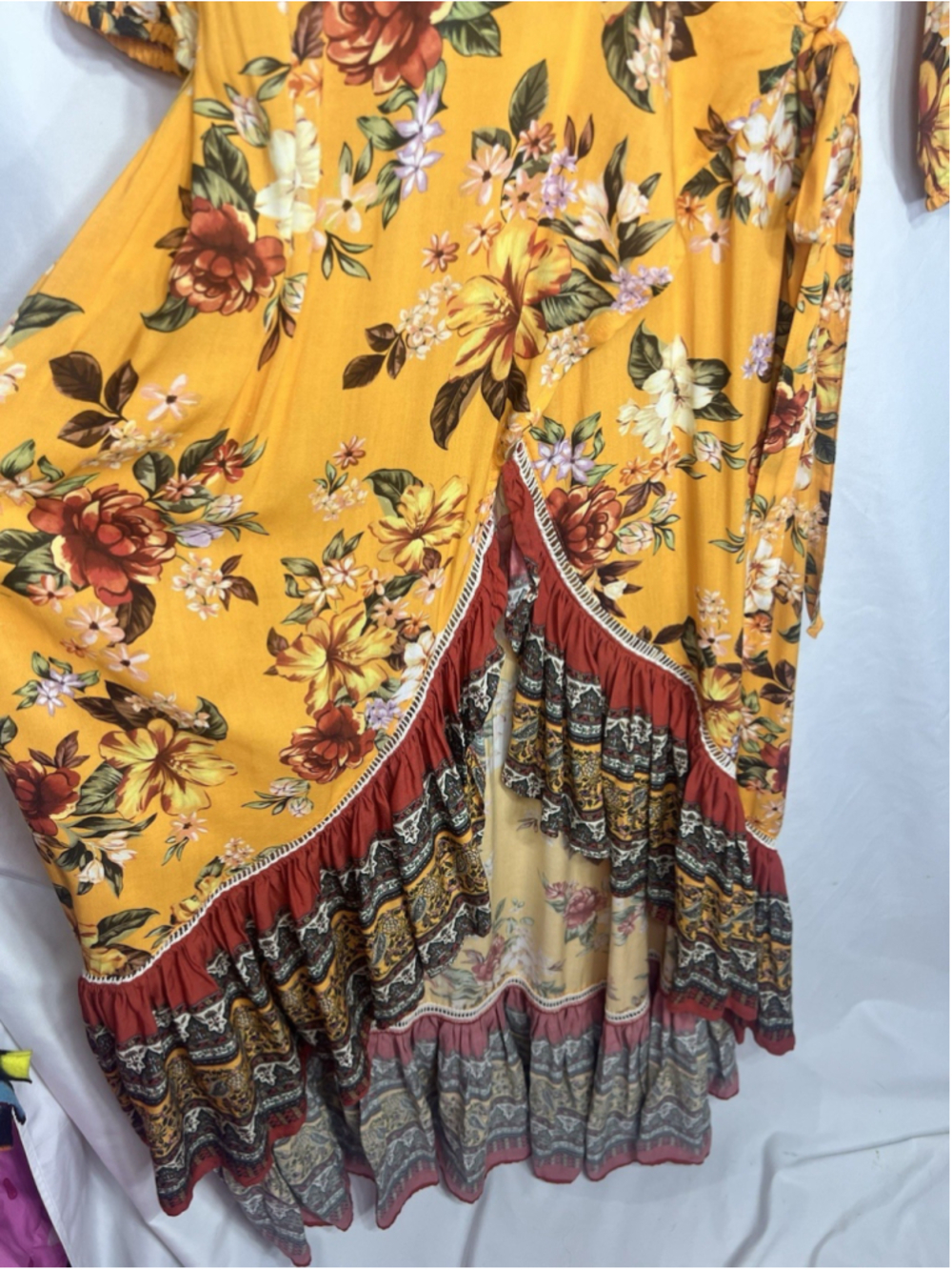Farm Rio for Anthropologie Soigne Maxi Dress Wrap Dress Boho Tropical XS Floral - Picture 5 of 16